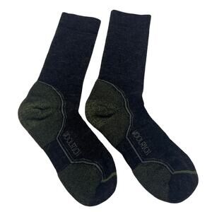 8-67(2) WOOLRICH Men's Superior Hiking Socks Merino Lambswool Black/Green Large